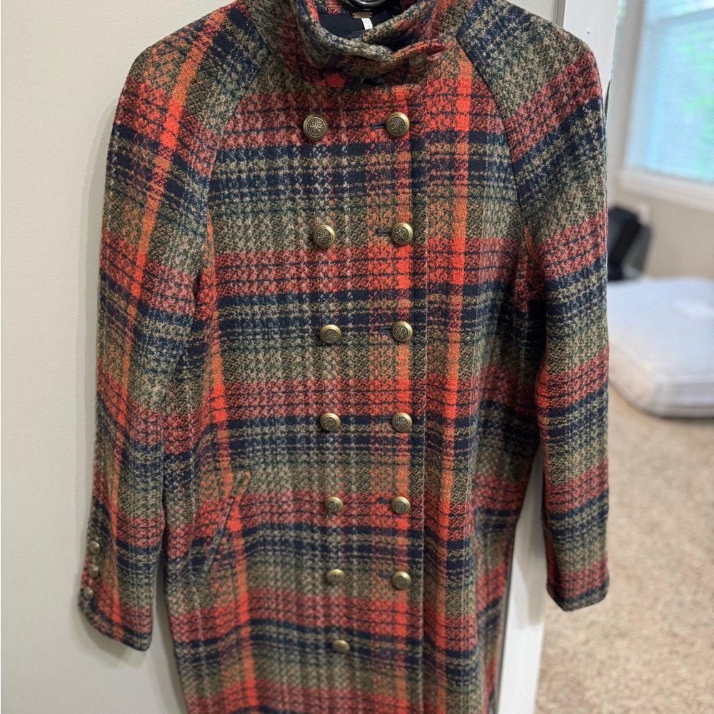 Free People Plaid Pea Coat